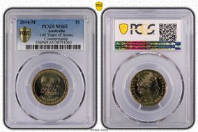 2014-M $1 100 Years of Anzac  Melbourne Counterstamp MS65