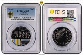 2016 50C Korean War Colorized MS67