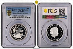 2015-P 50C Kookaburra 1/2oz Ag  25th Anniv. PR69DCAM