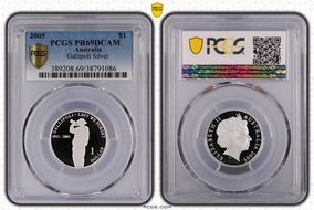 2005 $1 Gallipoli Ag PR69DCAM