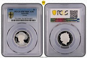 1999 $1 The Last Anzacs Ag PR70DCAM