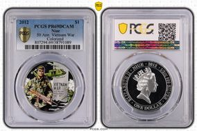 2012 $1 50 Ann. Vietnam War Colorized PR69DCAM