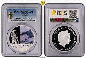 2011-P $1 Gallipoli Colorized Ag PR69DCAM