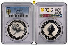 1996 $1 Kookaburra Ag Tricentennial Privy MS69