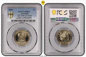 2015 $1 100 Years of Anzac Map Counterstamp MS66