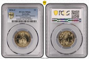 2016-C $1 50 Yrs Decimal Currency Canberra Counterstamp MS66