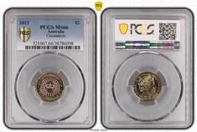 2013 $2 Coronation Colorized MS66