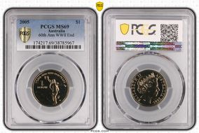 2005 $1 End of WWII - Dancing Man Al-Bronze MS69