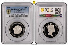 1991 50C Decimal Currency CuNi PR70DCAM