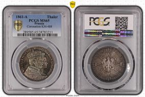 1861-A Thaler Coronation KM-488  Ag MS65