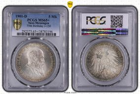 1901-D 5 Mk 75th Birthday J-150 MS65+