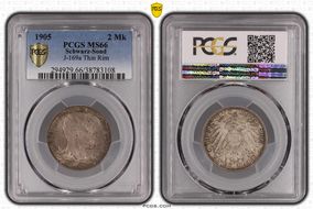 1905 2 Mk J-169a Thin Rim MS66