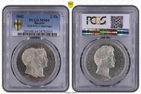 1842 2 Th Marriage of Crown Prince KM-812.1   Ag MS64