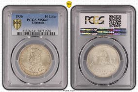 1936 10 Litu KM-83  Ag MS64+