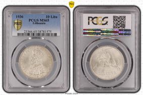 1936 10 Litu KM-83  Ag MS65