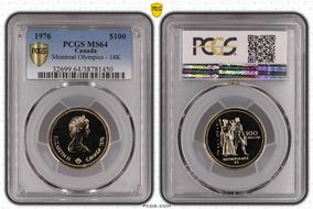 1976 $100 Montreal Olympics - 14K MS64