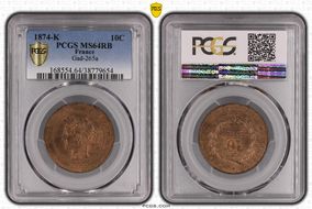 1874-K 10C Gad-265a MS64RB