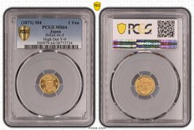 (1871) M4 1 Yen JNDA 01-5 Au High Dot Y-9 MS64