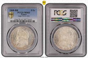 1868-BB 5 Fr Gad-739 F-331 MS63