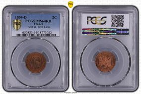 1854-D 2C Petit D, Petit Lion MS64RD