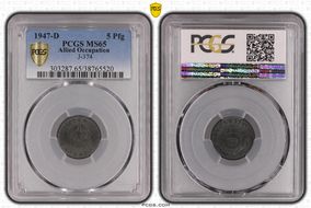 1947-D 5 Pfg J-374 MS65