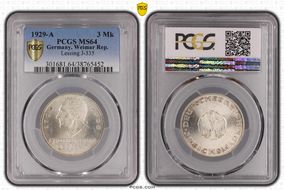 1929-A 3 Mk Lessing J-335 MS64