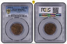 1932-G 4 Rcpfg J-315 MS62BN