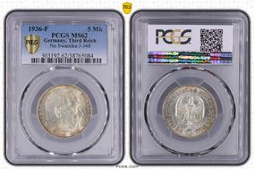 1936-F 5 Mk No Swastika J-360 MS62