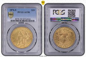 1876-S $20 AU58