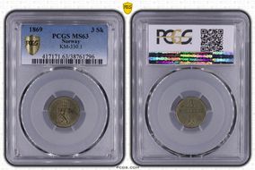 1869 3 Sk KM-330.1 MS63
