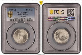 1940(C) 1/2 Rup SW-9.50 MS64