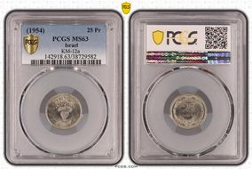 (1954) 25 Pr KM-12a MS63