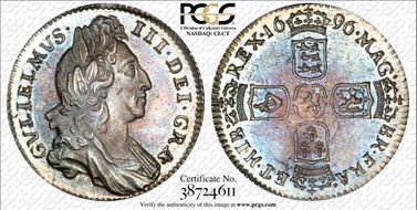 1696 6D S-3520 Early Harp MS66