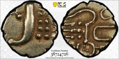 (1795-1850) Fanam Fr-1504, KM-10 AU53