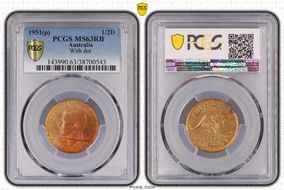 1951(p) 1/2D KM-42  w/ Dot MS63RB