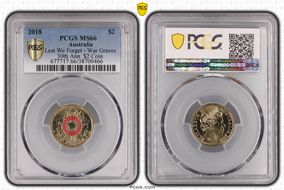2018 $2 Lest We Forget - War Graves 30th Ann. $2 Coin Colorized MS66