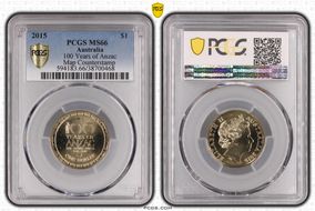 2015 $1 100 Years of Anzac Map Counterstamp MS66