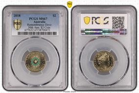 2018 $2 Remembrance Dove Colorized 30th Ann. $2 Coin MS67