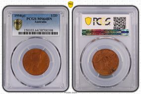 1954 Y. (p) 1/2D MS64BN