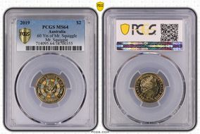 2019 $2 60 Yrs of Mr. Squiggle Mr. Squiggle Colorized MS64