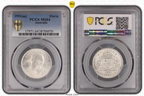 1951(m) Florin KM-48  Ag MS64