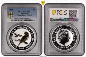 2004 $1 Kookaburra Ag Gilt MS69