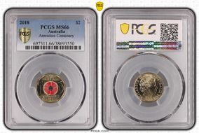 2018 $2 Armistice Centenary Colorized MS66