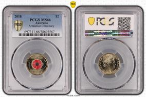 2018 $2 Armistice Centenary Colorized MS66
