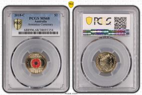 2018-C $2 Armistice Centenary Colorized MS68