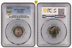 2013-C $2 Coronation Colorized MS67