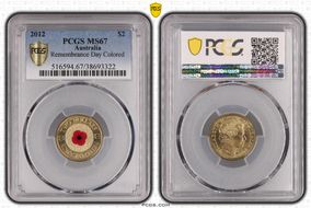 2012 $2 Remembrance Day Colorized MS67
