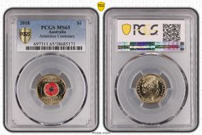 2018 $2 Armistice Centenary Colorized MS65