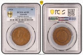 1924  1D English obverse AU55BN
