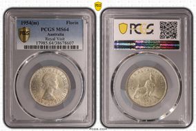 1954(m) Florin Royal Visit KM-55  Ag MS64